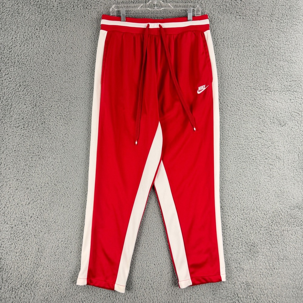 Nike Air Track Pants Mens Large Red White Tapered Joggers Training AR1831-657